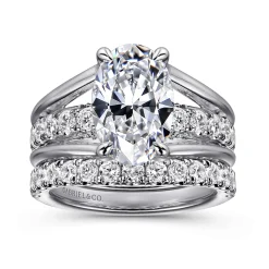 Outlet Gabriel & Co. Faith - 14K White Gold Split Shank Oval Diamond Engagement Ring