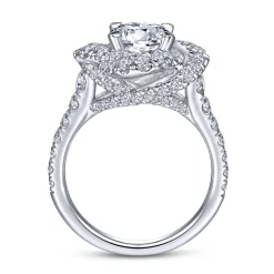 Gabriel & Co. Faline - 14K White Gold Floral Halo Round Diamond Engagement Ring