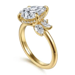 Clearance Gabriel & Co. Fame - 14K Yellow Gold Compass Prong Pear Shape Diamond Engagement Ring