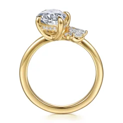 Clearance Gabriel & Co. Fame - 14K Yellow Gold Compass Prong Pear Shape Diamond Engagement Ring