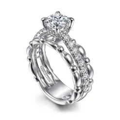 Gabriel & Co. Famke - 14K White Gold Split Shank Round Diamond Engagement Ring