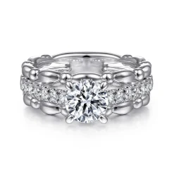 Gabriel & Co. Famke - 14K White Gold Split Shank Round Diamond Engagement Ring