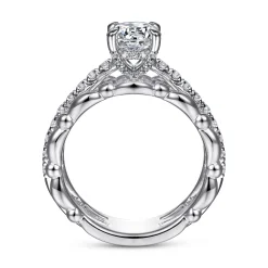 Gabriel & Co. Famke - 14K White Gold Split Shank Round Diamond Engagement Ring