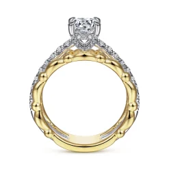 Best Gabriel & Co. Famke - 14K White-Yellow Gold Split Shank Round Diamond Engagement Ring