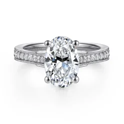 Clearance Gabriel & Co. Favola - 14K White Gold Oval Lotus Diamond Engagement Ring