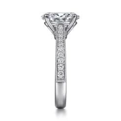 Clearance Gabriel & Co. Favola - 14K White Gold Oval Lotus Diamond Engagement Ring