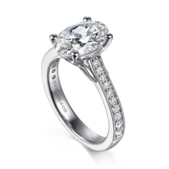 Clearance Gabriel & Co. Favola - 14K White Gold Oval Lotus Diamond Engagement Ring