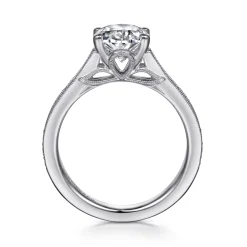 Clearance Gabriel & Co. Favola - 14K White Gold Oval Lotus Diamond Engagement Ring