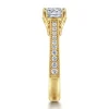 Best Gabriel & Co. Favola - 14K Yellow Gold Cushion Cut Lotus Diamond Engagement Ring