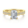 Sale Gabriel & Co. Favola - 14K Yellow Gold Emerald Cut Lotus Diamond Engagement Ring