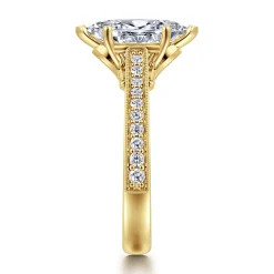 Sale Gabriel & Co. Favola - 14K Yellow Gold Marquise Shape Lotus Diamond Engagement Ring