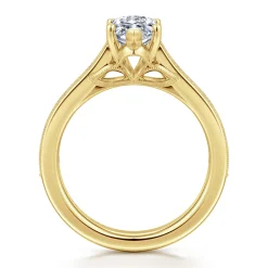 Sale Gabriel & Co. Favola - 14K Yellow Gold Marquise Shape Lotus Diamond Engagement Ring