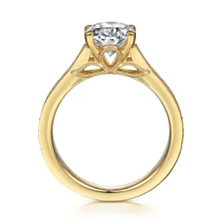 Best Gabriel & Co. Favola - 14K Yellow Gold Oval Lotus Diamond Engagement Ring