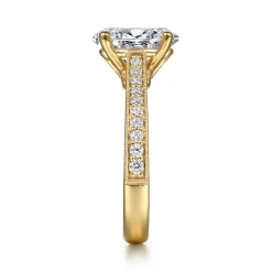 Best Gabriel & Co. Favola - 14K Yellow Gold Oval Lotus Diamond Engagement Ring
