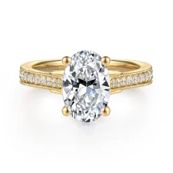 Best Gabriel & Co. Favola - 14K Yellow Gold Oval Lotus Diamond Engagement Ring