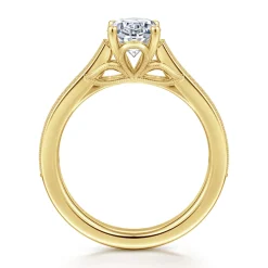 New Gabriel & Co. Favola - 14K Yellow Gold Oval Lotus Diamond Engagement Ring