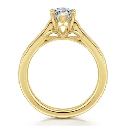 Gabriel & Co. Favola - 14K Yellow Gold Pear Shape Lotus Diamond Engagement Ring