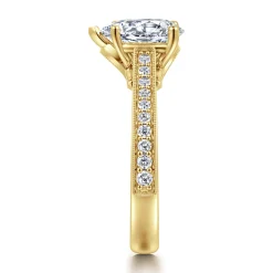 Gabriel & Co. Favola - 14K Yellow Gold Pear Shape Lotus Diamond Engagement Ring