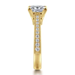 Sale Gabriel & Co. Favola - 14K Yellow Gold Princess Cut Lotus Diamond Engagement Ring