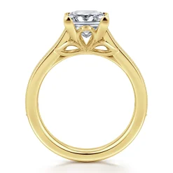 Sale Gabriel & Co. Favola - 14K Yellow Gold Princess Cut Lotus Diamond Engagement Ring