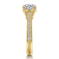 Outlet Gabriel & Co. Favola - 14K Yellow Gold Round Lotus Diamond Engagement Ring