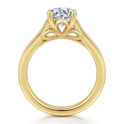 Outlet Gabriel & Co. Favola - 14K Yellow Gold Round Lotus Diamond Engagement Ring