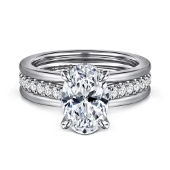 Online Gabriel & Co. Feah - 14K White Gold Wide Band Oval Diamond Engagement Ring