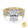 Outlet Gabriel & Co. Feah - 14K Yellow-White Gold Wide Band Oval Diamond Engagement Ring