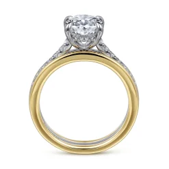 Outlet Gabriel & Co. Feah - 14K Yellow-White Gold Wide Band Oval Diamond Engagement Ring