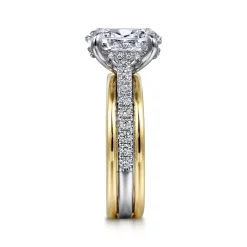 Outlet Gabriel & Co. Feah - 14K Yellow-White Gold Wide Band Oval Diamond Engagement Ring