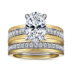 Outlet Gabriel & Co. Feah - 14K Yellow-White Gold Wide Band Oval Diamond Engagement Ring