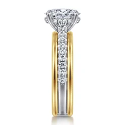 Outlet Gabriel & Co. Feah - 14K Yellow-White Gold Wide Band Oval Diamond Engagement Ring
