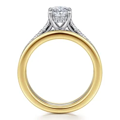 Outlet Gabriel & Co. Feah - 14K Yellow-White Gold Wide Band Oval Diamond Engagement Ring