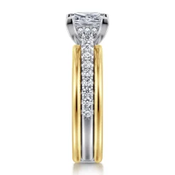 Online Gabriel & Co. Feah - 14K Yellow-White Gold Wide Band Princess Cut Diamond Engagement Ring