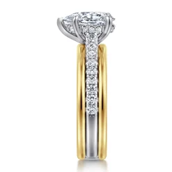 Best Gabriel & Co. Feah - 14K Yellow-White Gold Wide Band Pear Shape Diamond Engagement Ring