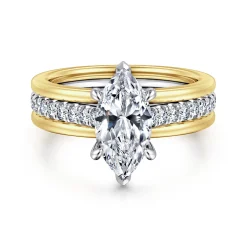 Hot Gabriel & Co. Feah - 14K Yellow-White Gold Wide Band Marquise Shape Diamond Engagement Ring