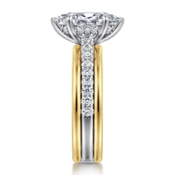 Hot Gabriel & Co. Feah - 14K Yellow-White Gold Wide Band Marquise Shape Diamond Engagement Ring