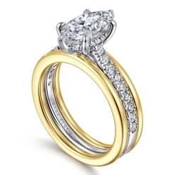 Hot Gabriel & Co. Feah - 14K Yellow-White Gold Wide Band Marquise Shape Diamond Engagement Ring