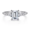 Discount Gabriel & Co. Feana - 14K White Gold Emerald Cut Three Stone Diamond Engagement Ring