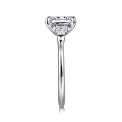 New Gabriel & Co. Feana - 14K White Gold Rectangular Radiant Cut Three Stone Diamond Engagement Ring