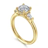 Hot Gabriel & Co. Feana - 14K Yellow Gold Cushion Cut Three Stone Diamond Engagement Ring