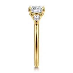 Hot Gabriel & Co. Feana - 14K Yellow Gold Cushion Cut Three Stone Diamond Engagement Ring