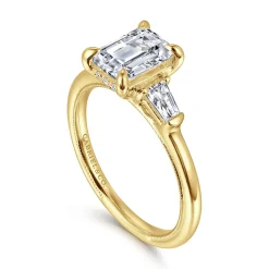 Hot Gabriel & Co. Feana - 14K Yellow Gold Emerald Cut Three Stone Diamond Engagement Ring