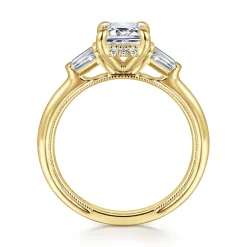 Hot Gabriel & Co. Feana - 14K Yellow Gold Emerald Cut Three Stone Diamond Engagement Ring