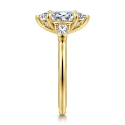 Clearance Gabriel & Co. Feana - 14K Yellow Gold Marquise Shape Three Stone Diamond Engagement Ring