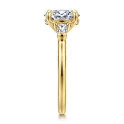 Clearance Gabriel & Co. Feana - 14K Yellow Gold Oval Three Stone Diamond Engagement Ring