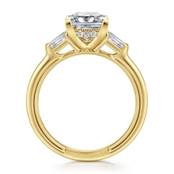 Gabriel & Co. Feana - 14K Yellow Gold Princess Cut Three Stone Diamond Engagement Ring