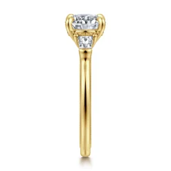 Discount Gabriel & Co. Feana - 14K Yellow Gold Round Three Stone Diamond Engagement Ring
