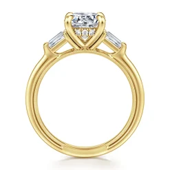 Discount Gabriel & Co. Feana - 14K Yellow Gold Round Three Stone Diamond Engagement Ring