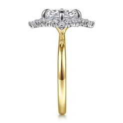 Outlet Gabriel & Co. Felicity - 14K White-Yellow Gold Elongated Cushion Halo Diamond Engagement Ring